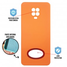 Capa para Xiaomi Redmi Note 9 Pro e Note 9s - Case Silicone Safe Glass Laranja